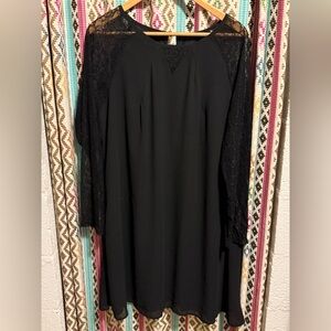 Elegant Black Long Sleeve Dress with Lace Accents